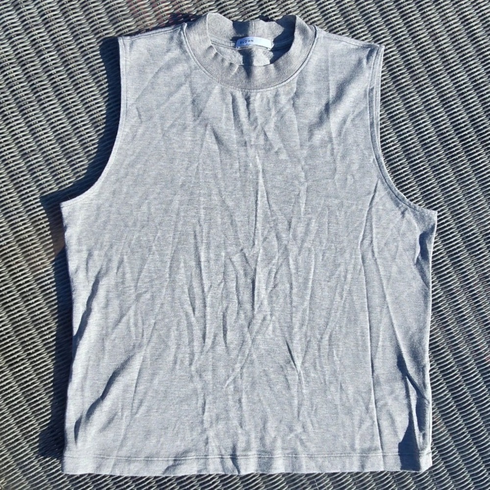 BLDWN Abbot Muscle Tank Heather Grey Modal Blend Sleeveless Top Womens Large USA